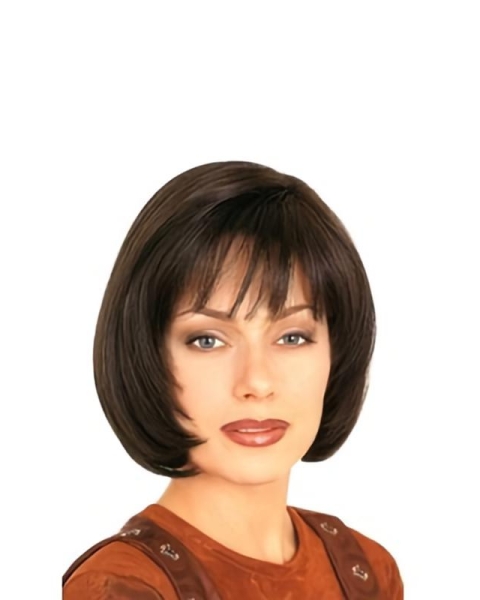 Shining Brown Straight Chin Length Human Hair Wigs