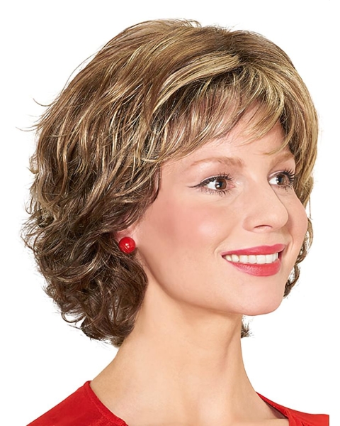 Curly With Bangs Monofilament 12" Blonde Synthetic Wigs For Women