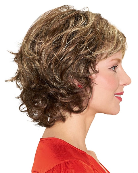 Curly With Bangs Monofilament 12" Blonde Synthetic Wigs For Women