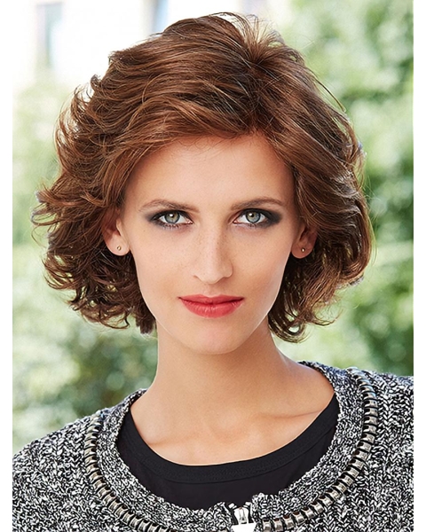 Chin Length Monofilament Synthetic Curly Classic Wigs