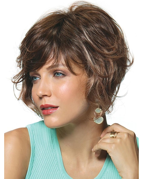 Brown Curly 10" Synthetic Bobs The Best Monofilament Wigs