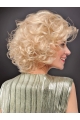 Curly Chin Length Designed Synthetic Platinum Blonde Monofilament Wigs