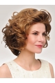 Curly Chin Length Flexibility Synthetic Brown Monofilament Wigs