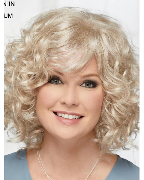 Curly Platinum Blonde Chin Length 12" Hairstyles Classic Wigs