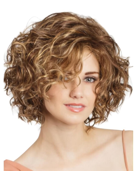 Bob Cut Curly 11" Blonde Lace Front Wigs