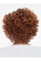 Curly Auburn With Bangs Mono Natural Looking Synthetic Lace Wigs