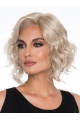 12" Curly Platinum Blonde Monofilament Wig Without Bangs