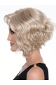 12" Curly Platinum Blonde Monofilament Wig Without Bangs