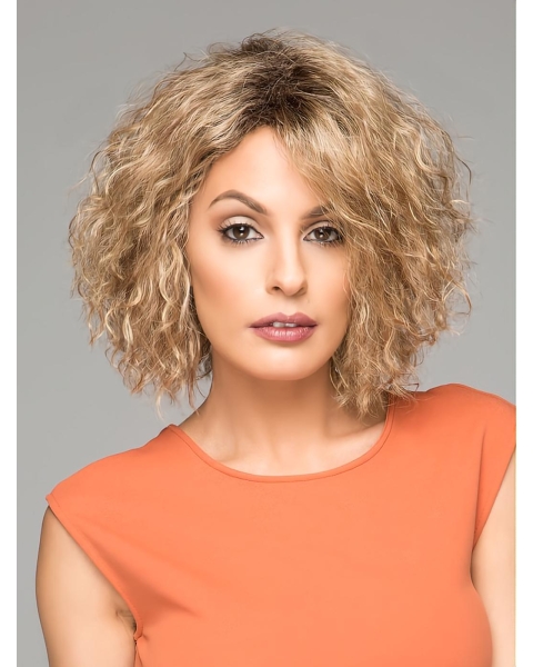 Designed Blonde 10" Curly Without Bangs Synthetic Wigs