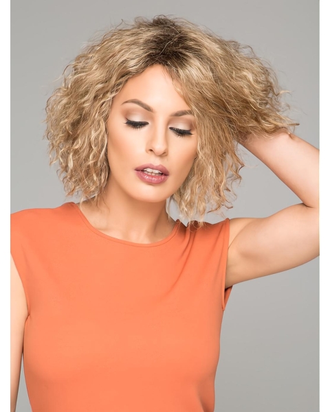 Designed Blonde 10" Curly Without Bangs Synthetic Wigs