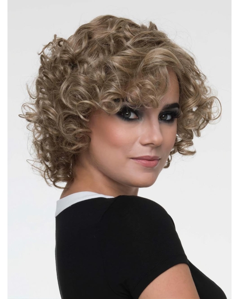 10" Curly Brown Layered Monofilament Synetic Wigs