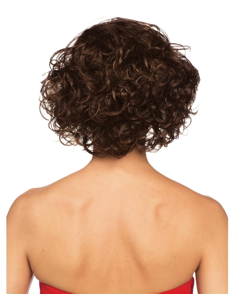 Ideal Chin Length Curly Brown Classic Wigs