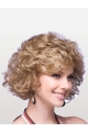 Designed Blonde Curly Chin Length Classic Wigs