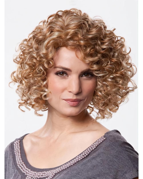 Fashion Brown Curly Chin Length Petite Wigs