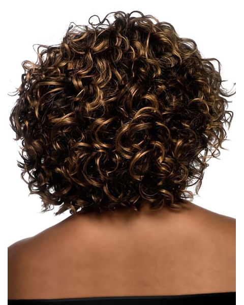 Brown Curly Synthetic Preferential Medium Wigs