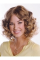 Brown Faddish Curly Remy Human Hair Medium Wigs