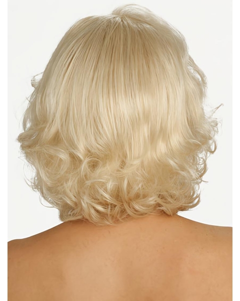 Pleasing Blonde Curly Chin Length Classic Wigs