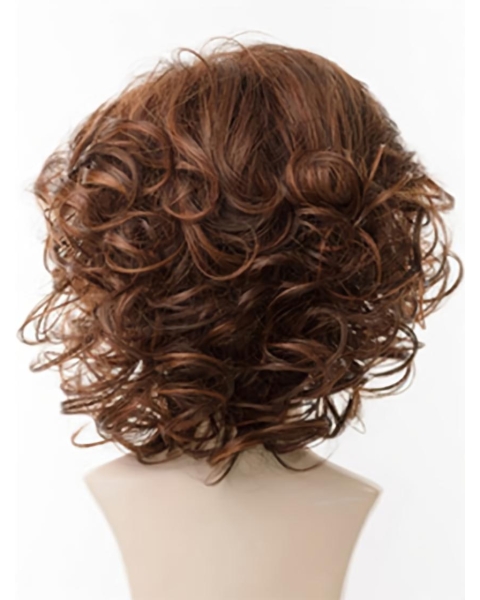 Durable Brown Curly Chin Length Synthetic Wigs