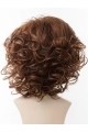 Durable Brown Curly Chin Length Synthetic Wigs