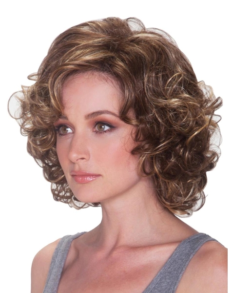 Impressive Blonde Curly Chin Length Synthetic Wigs