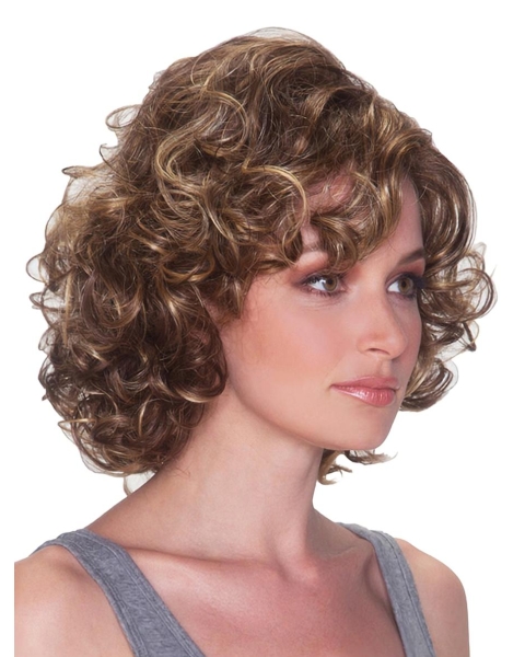 Impressive Blonde Curly Chin Length Synthetic Wigs