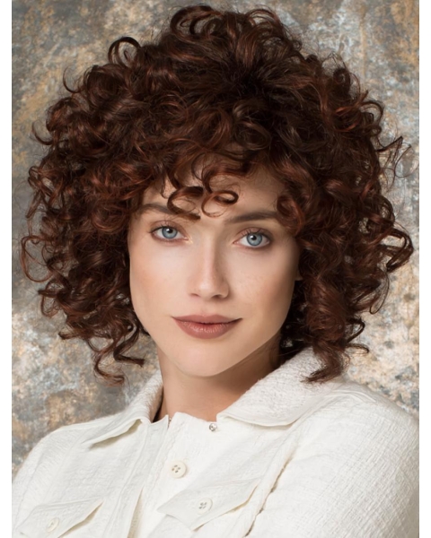 High Quality Chin Length Curly Auburn Layered Perfect Wigs