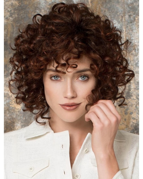 High Quality Chin Length Curly Auburn Layered Perfect Wigs