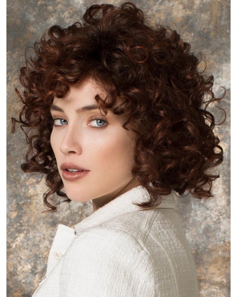 High Quality Chin Length Curly Auburn Layered Perfect Wigs