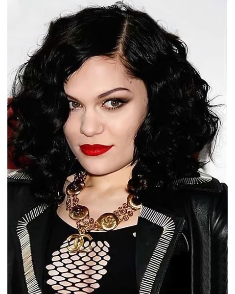 Natural Black Curly Chin Length Jessie J Wigs