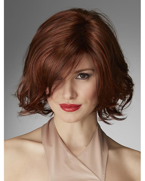 Amazing Chin Length Curly Red Layered Beautiful Wigs