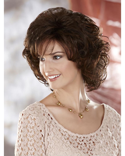 Easeful Brown Curly Chin Length Classic Wigs