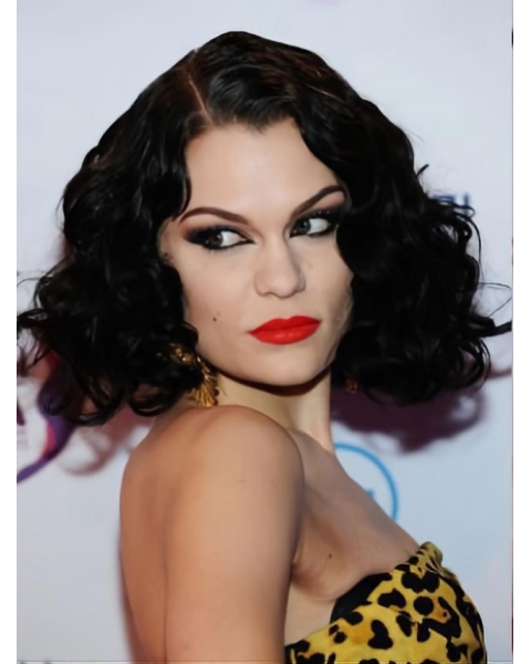 Flexibility Black Curly Chin Length Jessie J Wigs