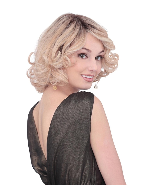 Popular Chin Length Curly Blonde With Bangs Amazing Wigs