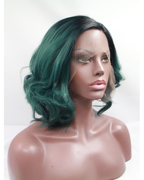 Bobs 11" Curly Ombre/2 Tone Chin Length Lace Front Synthetic Wigs