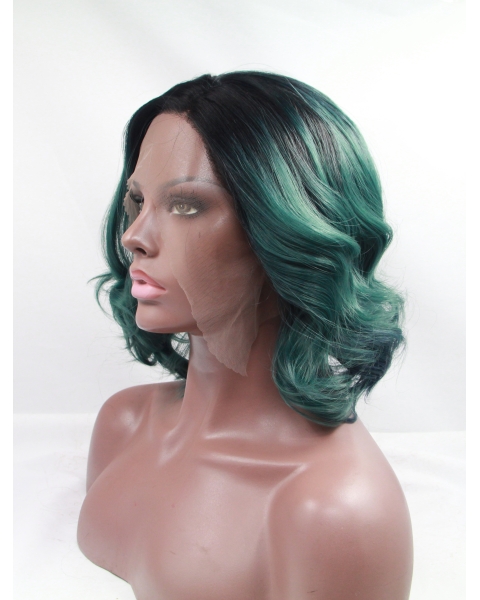 Bobs 11" Curly Ombre/2 Tone Chin Length Lace Front Synthetic Wigs