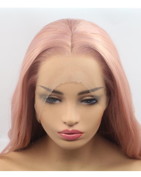 Pink Long Straight Bitter Sweet Synthetic Lace Front Wigs For Women