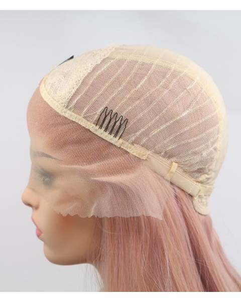 Pink Long Straight Bitter Sweet Synthetic Lace Front Wigs For Women