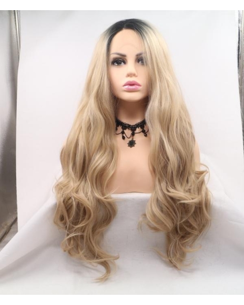 Blonde Long Wavy  Sunkissed Synthetic Lace Front Wigs