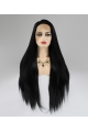 Black Long Straight Swan Synthetic 13*4 Lace Front Wigs