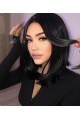 Natural Looking Short Straight  Dark Angel Bob Synthetic Lace Front Wigs For Women