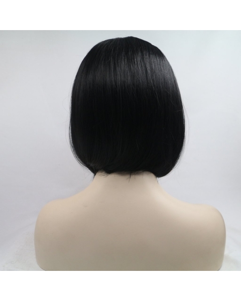 Natural Looking Short Straight  Dark Angel Bob Synthetic Lace Front Wigs For Women