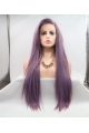 Cosplay Purple Long Straight Breeze Synthetic Lace Front Wigs For Women Without Bangs