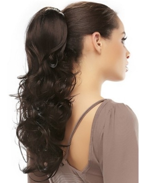 Suitable Brown Wavy Long Synthetic Clip in Hairpieces