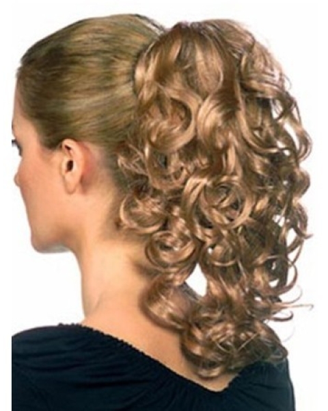 Fashionable Brown Curly Clip in Hairpieces