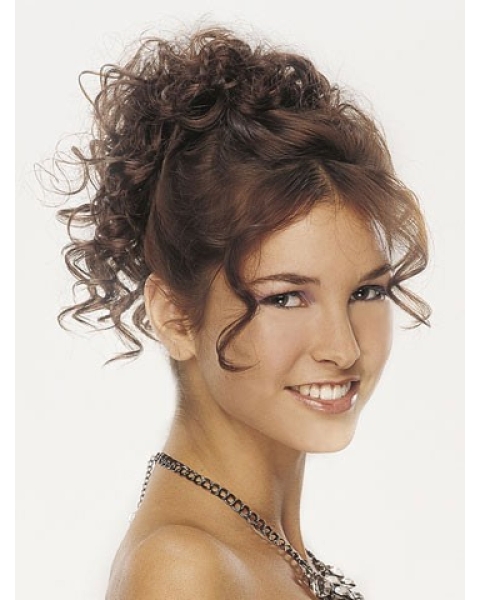 Designed Brown Curly Clip in Hairpieces