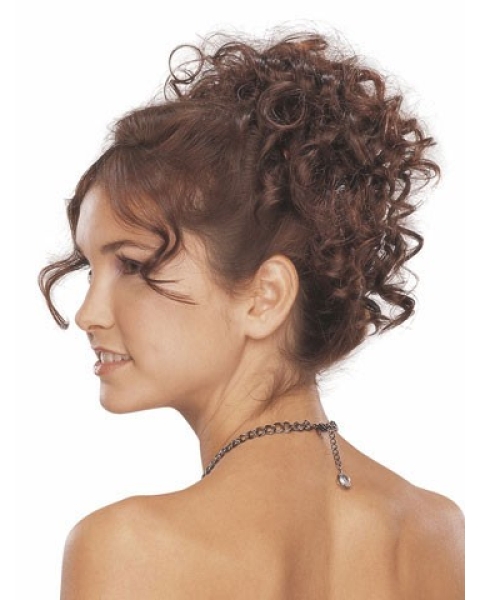 Designed Brown Curly Clip in Hairpieces