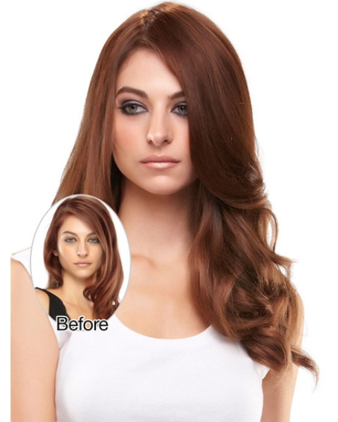 Nice Auburn Wavy Long Clip in Hairpieces