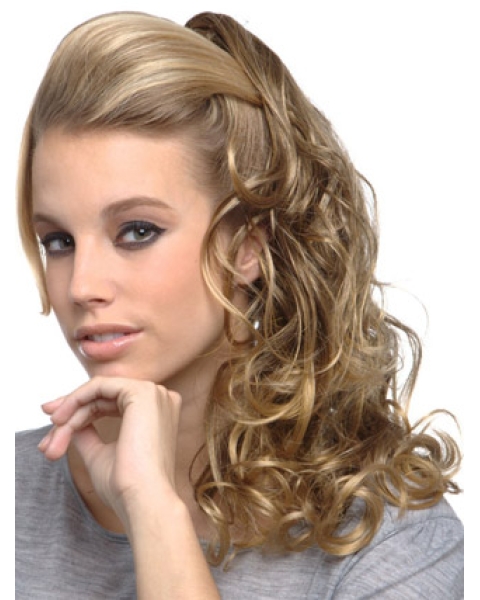 Stylish Blonde Curly Long Clip in Hairpieces