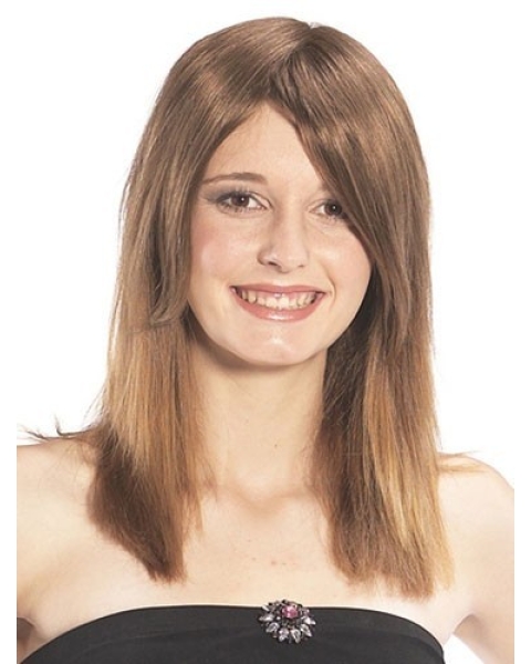 Refined Brown Straight Long Human Hair Hairpieces