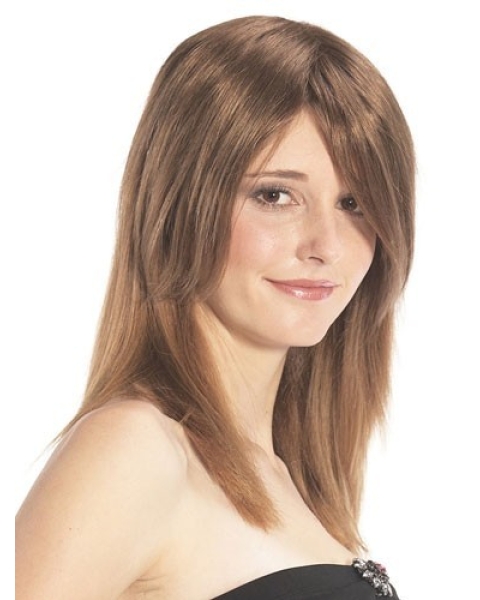 Refined Brown Straight Long Human Hair Hairpieces